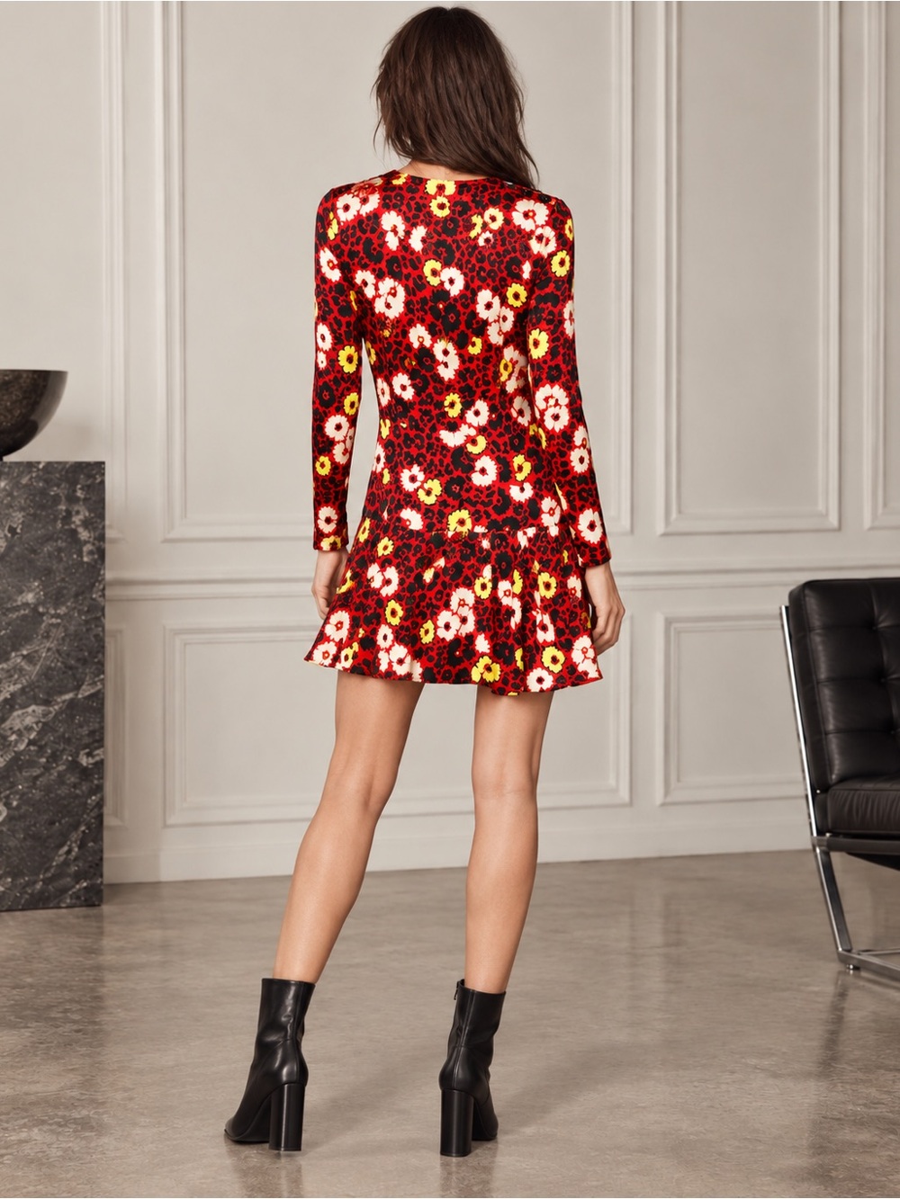 The Kooples Red Floral Long Sleeve Mini Dress 1/S NWT - Picture 3 of 13